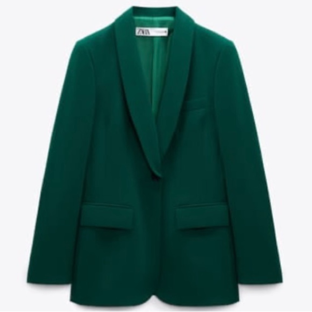 Zara Dark Green Tuxedo style Blazer size Small